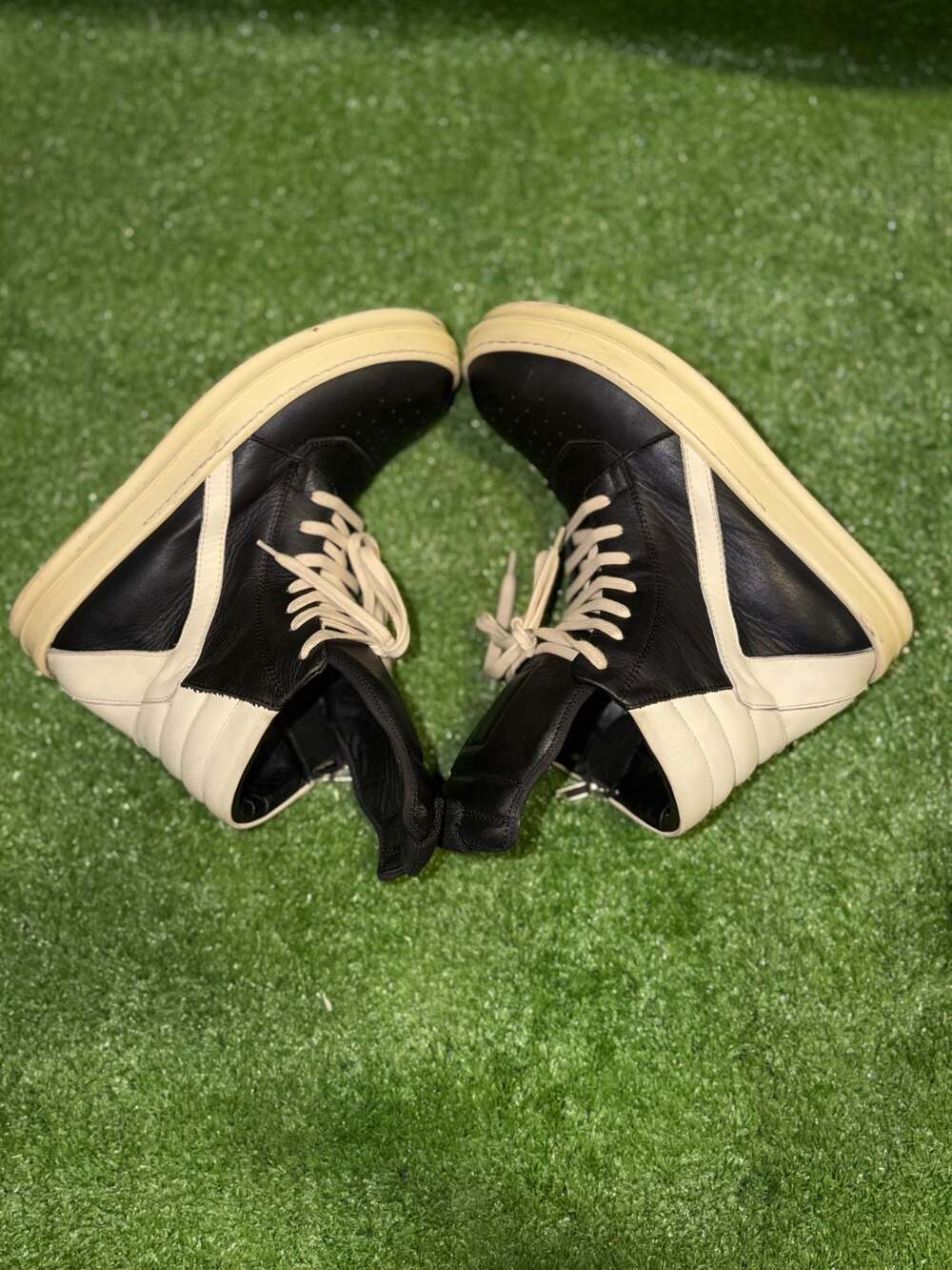 Rick Owens Geobasket Black/Milk High-Top Sneakers Size 45